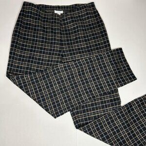 J.Jill Ponte Slim Leg Pants Women Black White Tan Plaid Stretch Cropped Sz PM